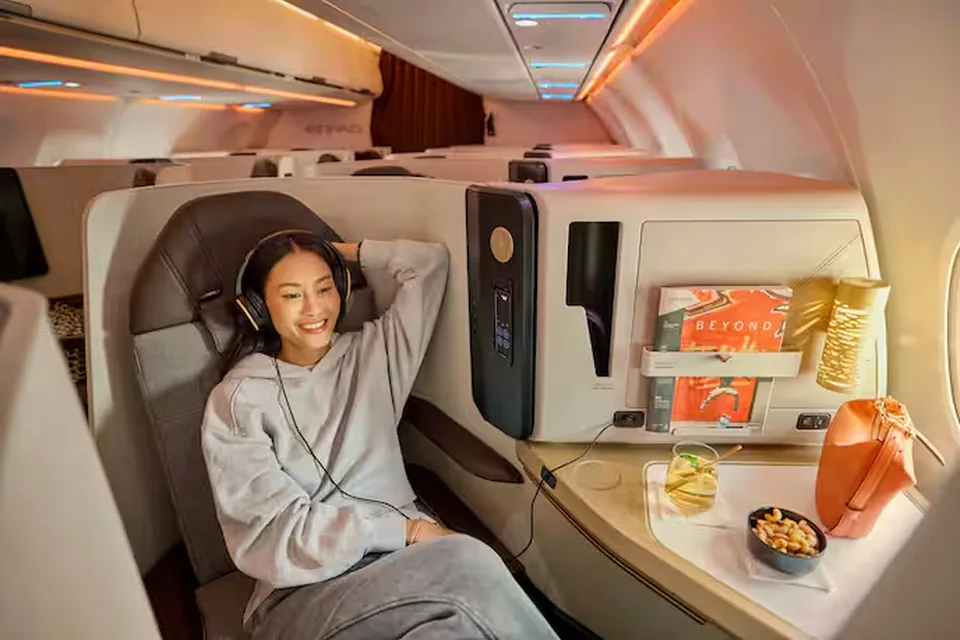 Etihad Airways — pozycja do odpoczynku i sen