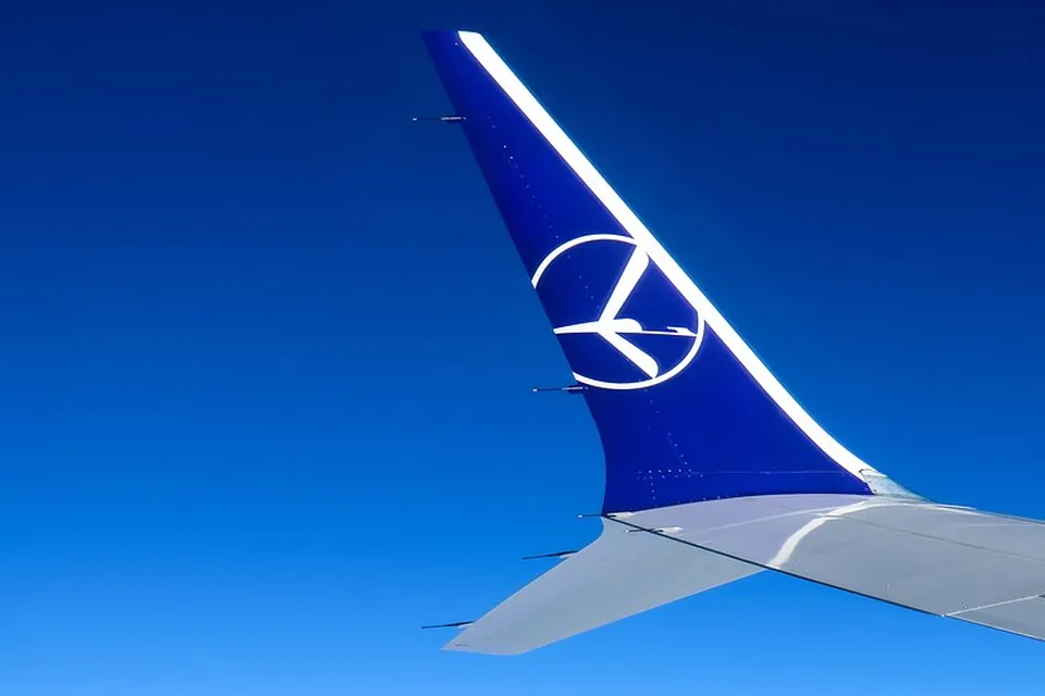 Skrzydło i statecznik Boeinga 737 MAX Polskich Linii Lotniczych LOT