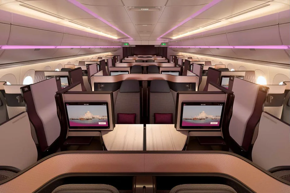 Przegląd kabiny Qatar Airways Qsuite